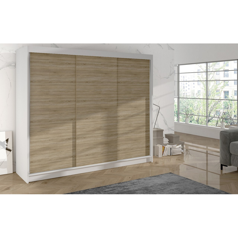 Kleiderschrank DANIELLA 2 – Breite 200 cm, weiß / Eiche sonoma