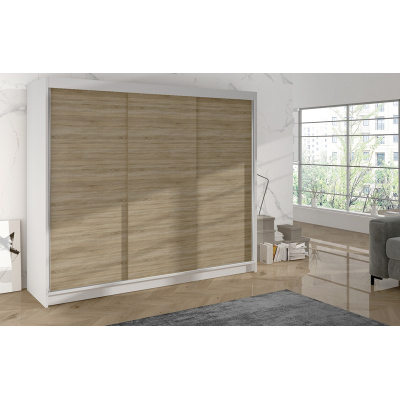 Kleiderschrank DANIELLA 2 – Breite 200 cm, weiß / Eiche sonoma