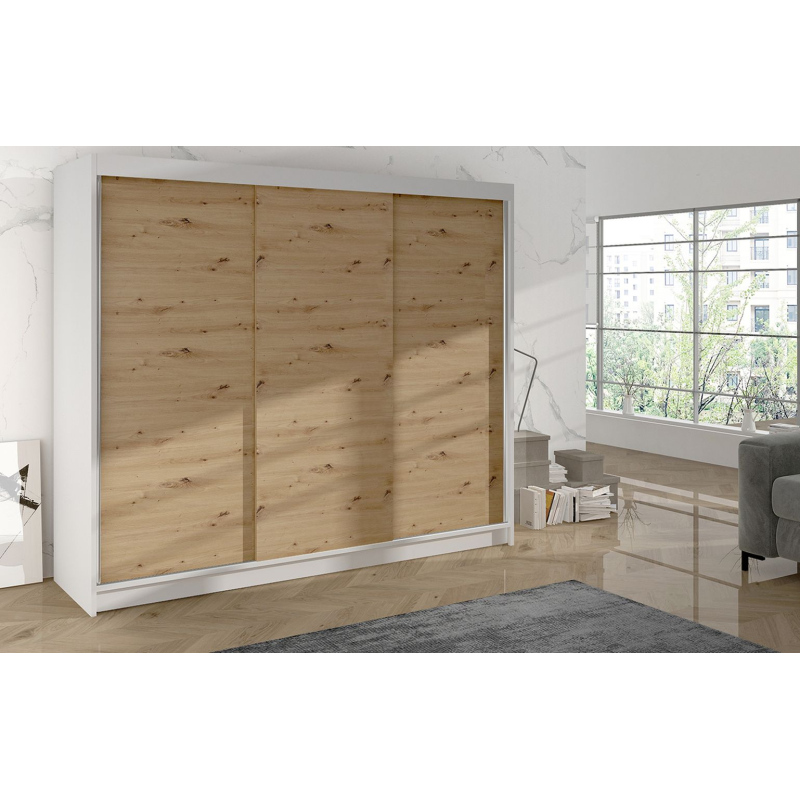 Kleiderschrank DANIELLA 2 – Breite 200 cm, weiß / Eiche artisan