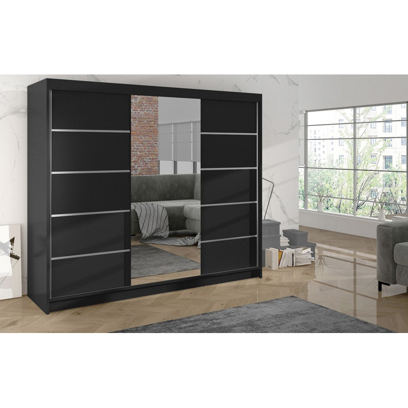 Kleiderschrank DANIELLA 4 – Breite 200 cm, schwarz