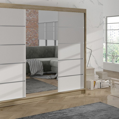 Kleiderschrank DANIELLA 4 – Breite 200 cm, Eiche sonoma / weiß