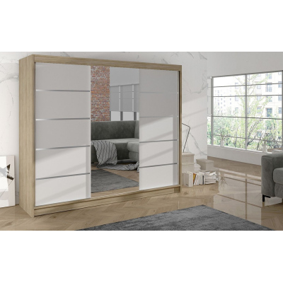 Kleiderschrank DANIELLA 4 – Breite 200 cm, Eiche sonoma / weiß