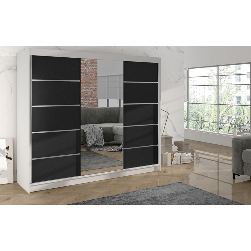 Kleiderschrank DANIELLA 4 – Breite 200 cm, weiß / schwarz