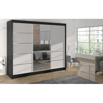 Kleiderschrank DANIELLA 4 – Breite 200 cm, schwarz / weiß