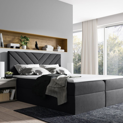 Kontinentales Bett IVANA 6 – 180x200, schwarz + Gratis-Topper