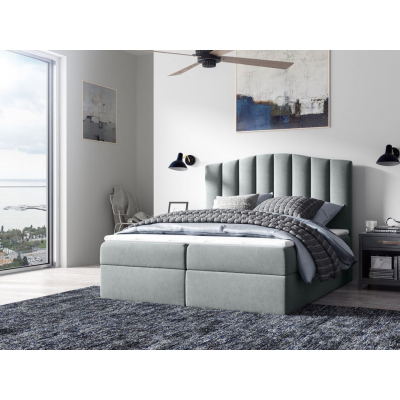 Kontinentales Bett LUCIA – 200x200, grau + GRATIS-Topper