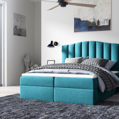 Kontinentales Bett LUCIA – 200x200, blau + GRATIS-Topper