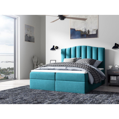 Kontinentales Bett LUCIA – 200x200, blau + GRATIS-Topper