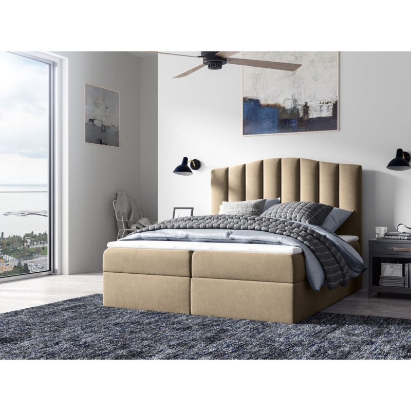 Kontinentales Bett LUCIA – 200x200, beige + GRATIS-Topper