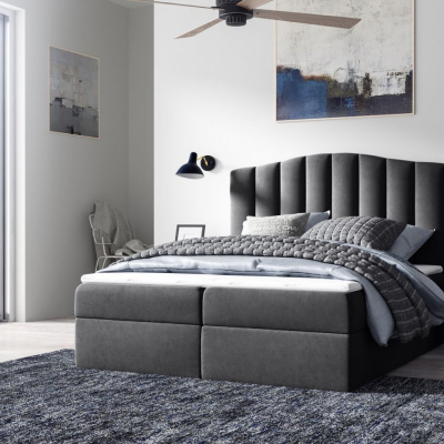 Kontinentales Bett LUCIA – 180x200, schwarz + GRATIS-Topper