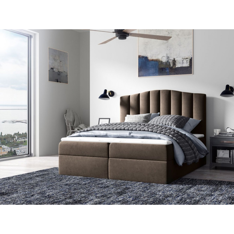 Kontinentales Bett LUCIA – 180x200, braun + GRATIS-Topper