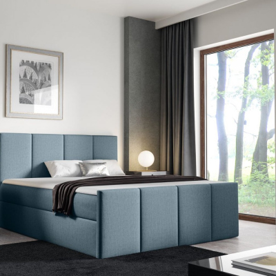 Bett mit Matratze und Lattenrost LOLA – 200x200, blau 2 + KOSTENLOSER Topper