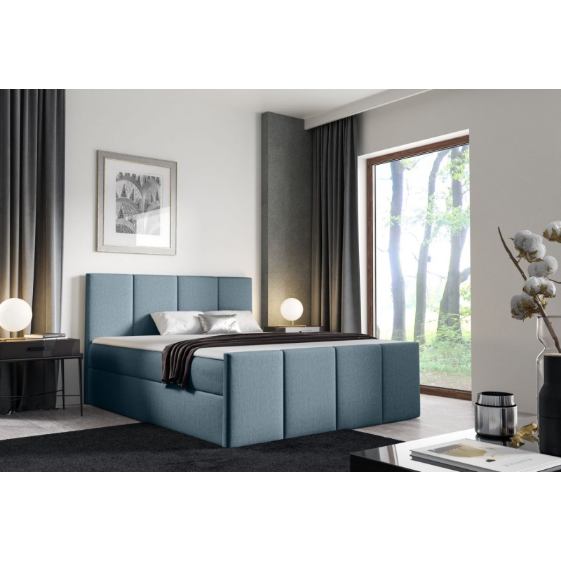 Bett mit Matratze und Lattenrost LOLA – 200x200, blau 2 + KOSTENLOSER Topper