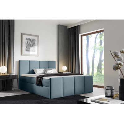 Bett mit Matratze und Lattenrost LOLA – 200x200, blau 2 + KOSTENLOSER Topper