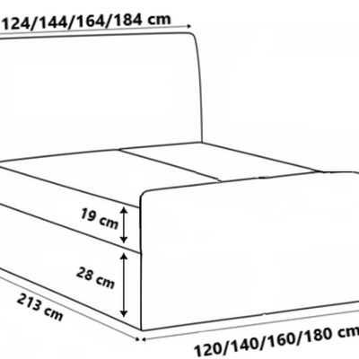 Bett mit Matratze und Lattenrost LOLA – 200x200, blau 2 + KOSTENLOSER Topper