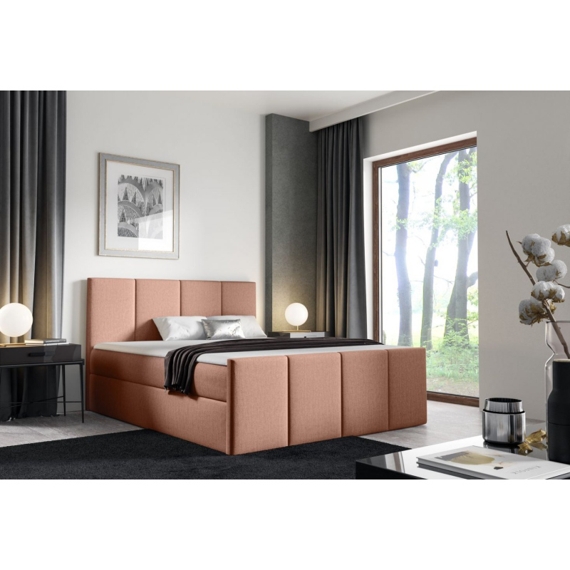 Bett mit Matratze und Lattenrost LOLA – 200x200, lachsrosa + KOSTENLOSER Topper