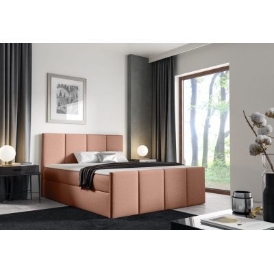 Bett mit Matratze und Lattenrost LOLA – 200x200, lachsrosa + KOSTENLOSER Topper