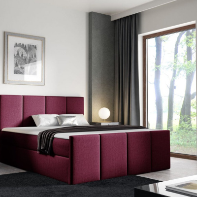 Bett mit Matratze und Lattenrost LOLA – 200x200, rot 2 + KOSTENLOSER Topper