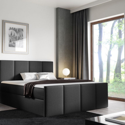 Bett mit Matratze und Lattenrost LOLA – 200x200, schwarz + KOSTENLOSER Topper