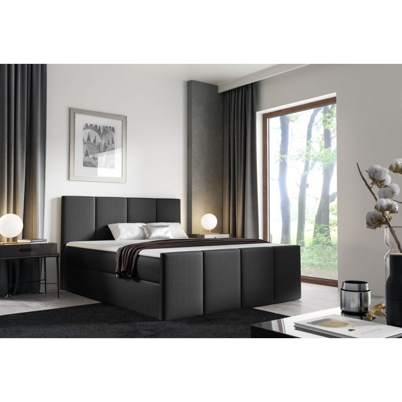 Bett mit Matratze und Lattenrost LOLA – 200x200, schwarz + KOSTENLOSER Topper