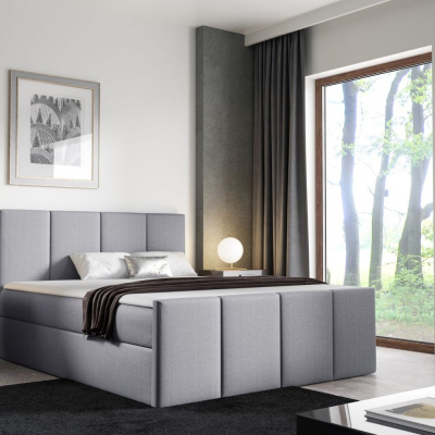 Bett mit Matratze und Lattenrost LOLA – 200x200, grau 2 + KOSTENLOSER Topper