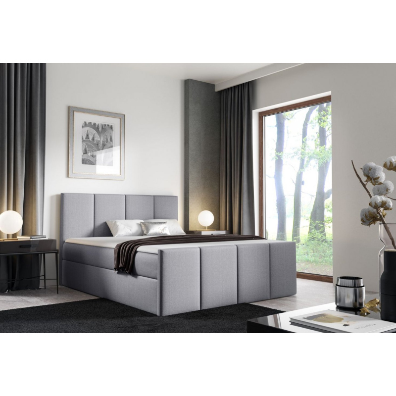 Bett mit Matratze und Lattenrost LOLA – 200x200, grau 2 + KOSTENLOSER Topper