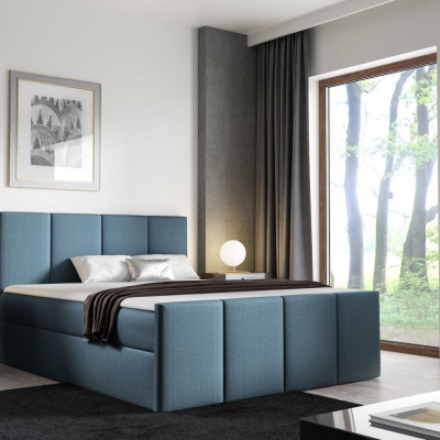 Bett mit Matratze und Lattenrost LOLA – 200x200, blau 3 + KOSTENLOSER Topper