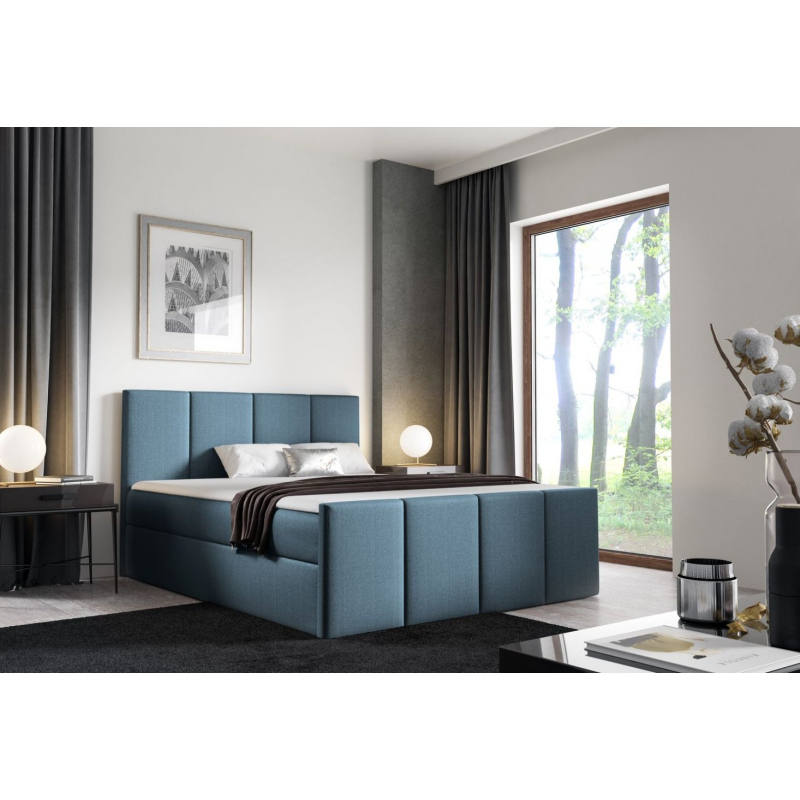 Bett mit Matratze und Lattenrost LOLA – 200x200, blau 3 + KOSTENLOSER Topper