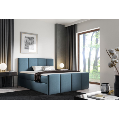 Bett mit Matratze und Lattenrost LOLA – 200x200, blau 3 + KOSTENLOSER Topper