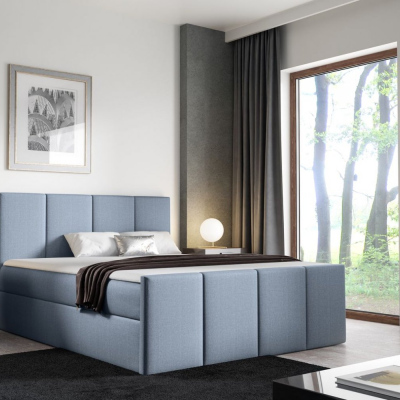 Bett mit Matratze und Lattenrost LOLA – 200x200, hellblau + KOSTENLOSER Topper