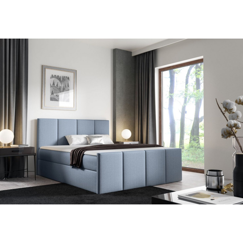 Bett mit Matratze und Lattenrost LOLA – 200x200, hellblau + KOSTENLOSER Topper