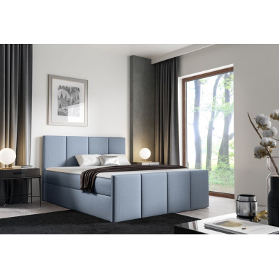 Bett mit Matratze und Lattenrost LOLA – 200x200, hellblau + KOSTENLOSER Topper