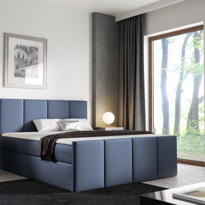 Bett mit Matratze und Lattenrost LOLA – 200x200, grau-blau 1 + KOSTENLOSER Topper