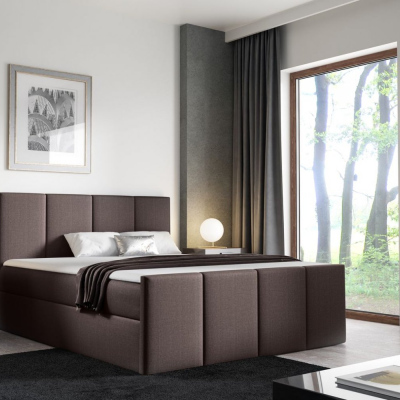 Bett mit Matratze und Lattenrost LOLA – 200x200, braun + KOSTENLOSER Topper