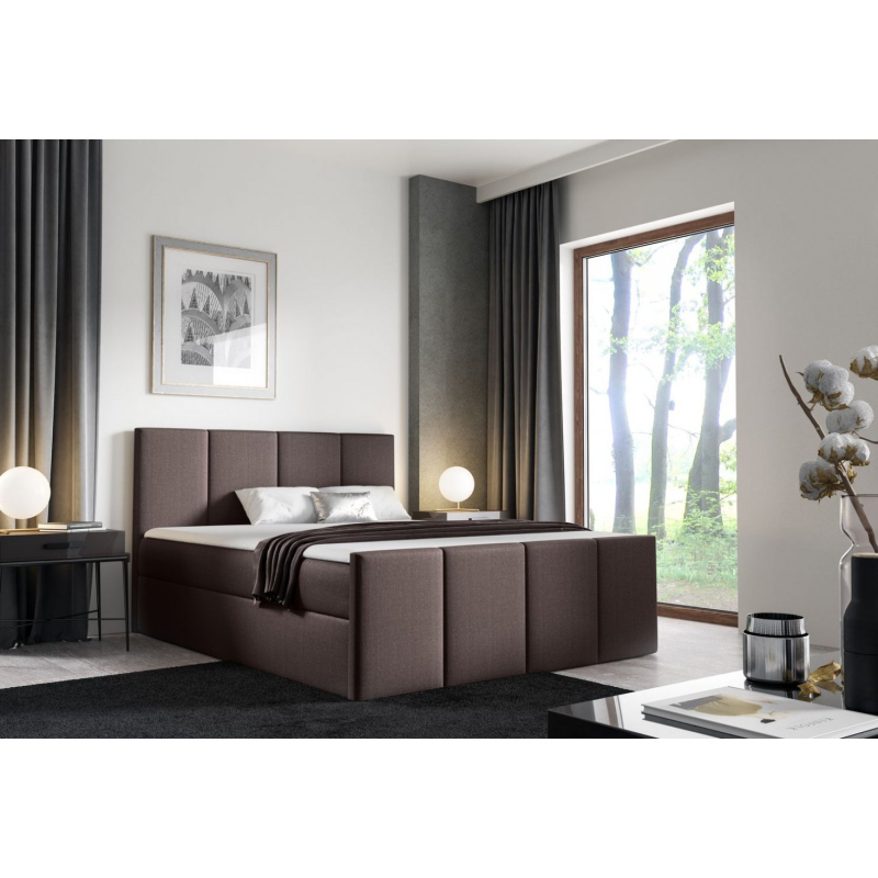 Bett mit Matratze und Lattenrost LOLA – 200x200, braun + KOSTENLOSER Topper