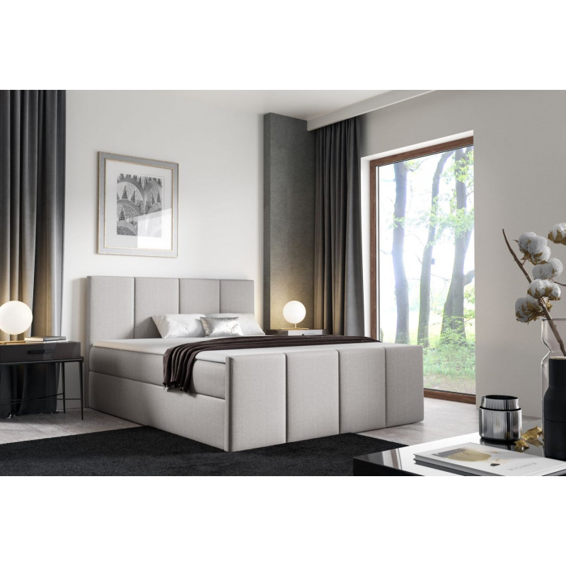 Bett mit Matratze und Lattenrost LOLA – 200x200, beige 1 + KOSTENLOSER Topper