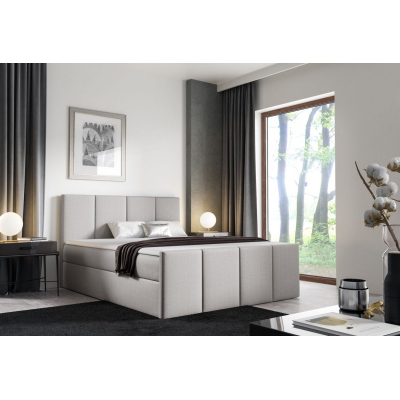 Bett mit Matratze und Lattenrost LOLA – 200x200, beige 1 + KOSTENLOSER Topper