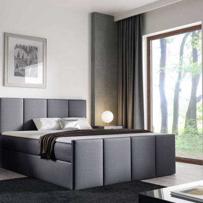 Bett mit Matratze und Lattenrost LOLA – 200x200, grau 1 + KOSTENLOSER Topper