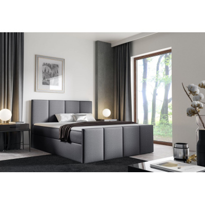 Bett mit Matratze und Lattenrost LOLA – 200x200, grau 1 + KOSTENLOSER Topper