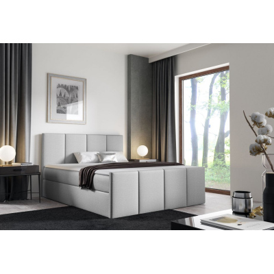 Bett mit Matratze und Lattenrost LOLA – 200x200, hellgrau 1 + KOSTENLOSER Topper