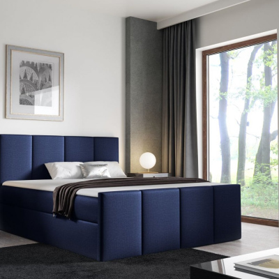 Bett mit Matratze und Lattenrost LOLA – 200x200, blau 4 + KOSTENLOSER Topper