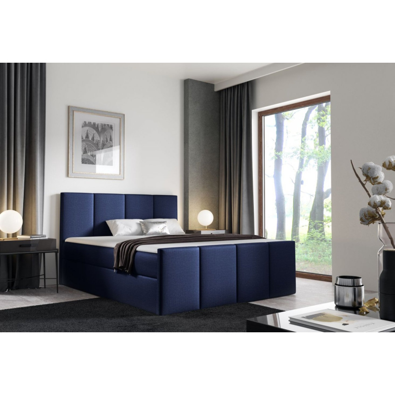 Bett mit Matratze und Lattenrost LOLA – 200x200, blau 4 + KOSTENLOSER Topper