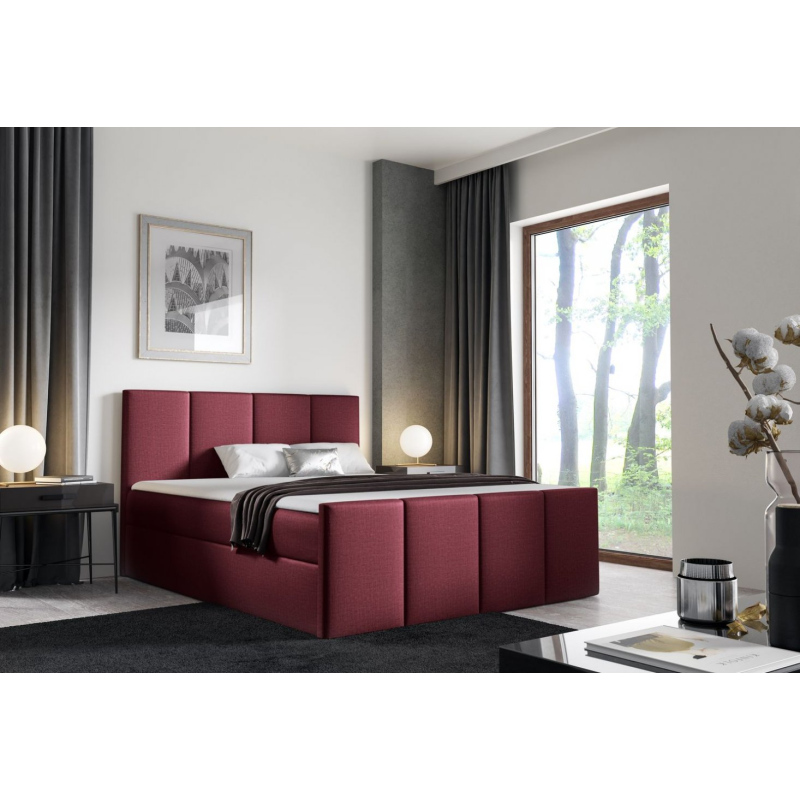 Bett mit Matratze und Lattenrost LOLA – 200x200, rot 1 + KOSTENLOSER Topper