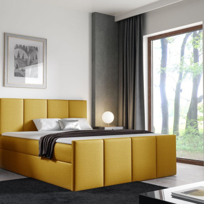 Bett mit Matratze und Lattenrost LOLA – 200x200, gelb 1 + KOSTENLOSER Topper