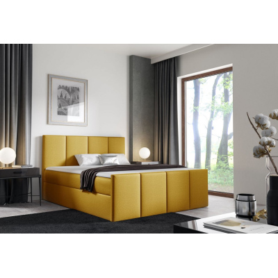 Bett mit Matratze und Lattenrost LOLA – 200x200, gelb 1 + KOSTENLOSER Topper