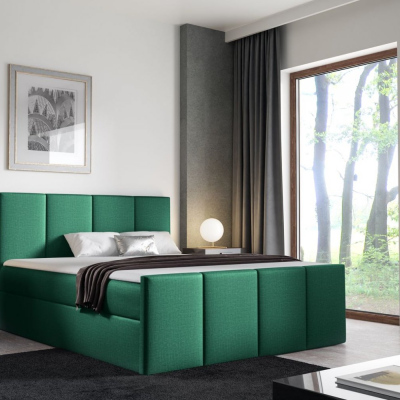 Bett mit Matratze und Lattenrost LOLA – 200x200, grün 1 + KOSTENLOSER Topper