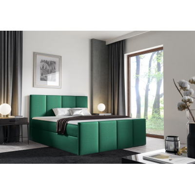 Bett mit Matratze und Lattenrost LOLA – 200x200, grün 1 + KOSTENLOSER Topper