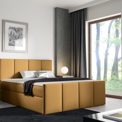 Bett mit Matratze und Lattenrost LOLA – 180x200, gelb 2 + KOSTENLOSER Topper