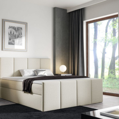 Bett mit Matratze und Lattenrost LOLA – 180x200, beige 2 + KOSTENLOSER Topper