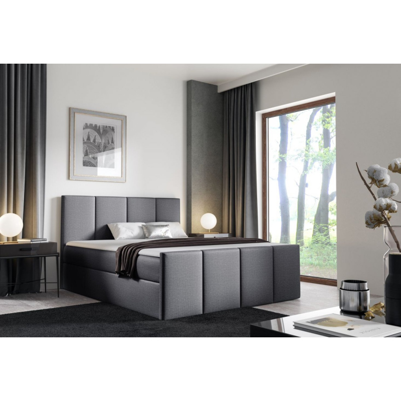 Bett mit Matratze und Lattenrost LOLA – 180x200, grau 1 + KOSTENLOSER Topper